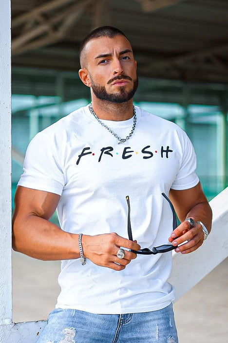 black and white graphic tee mens