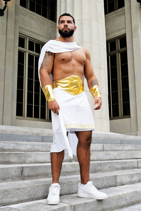 Greek God 4 Piece Costume Set White Gold Fashion Nova Mens