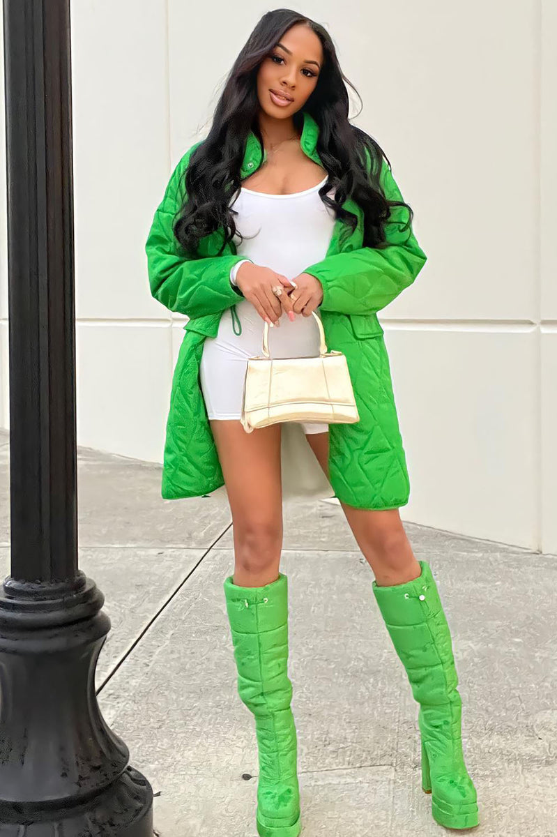 In The Moment Quilted Jacket - Kelly Green | Fashion Nova, Jackets ...