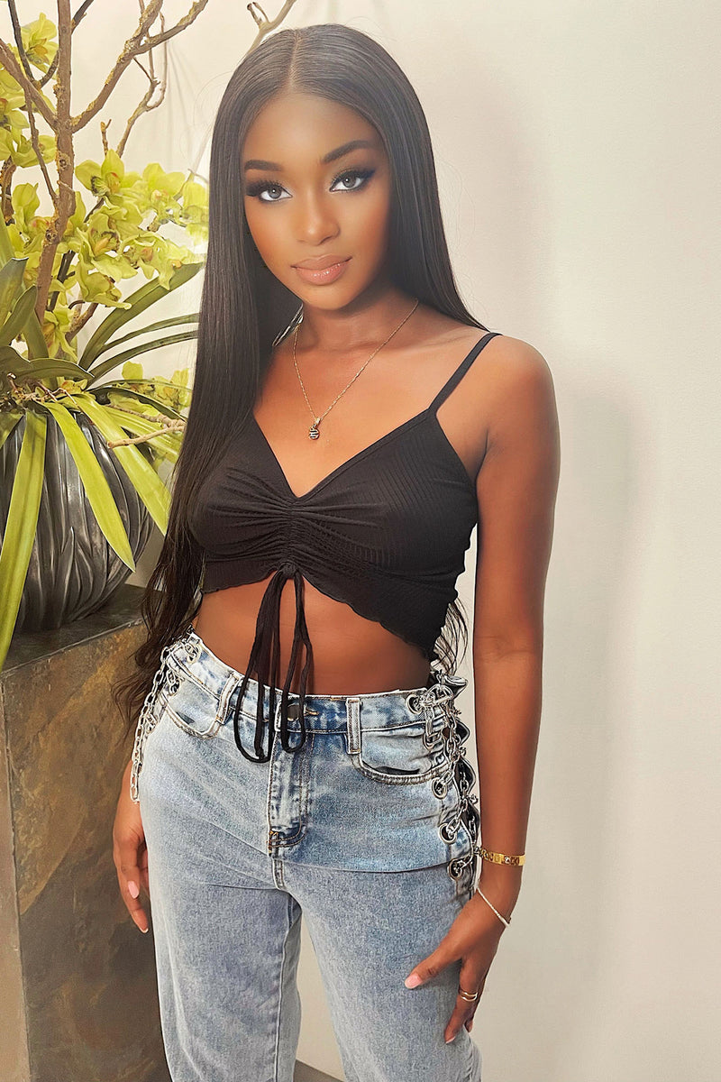 Kailey Ruched Crop Top - Black | Fashion Nova, Knit Tops | Fashion Nova