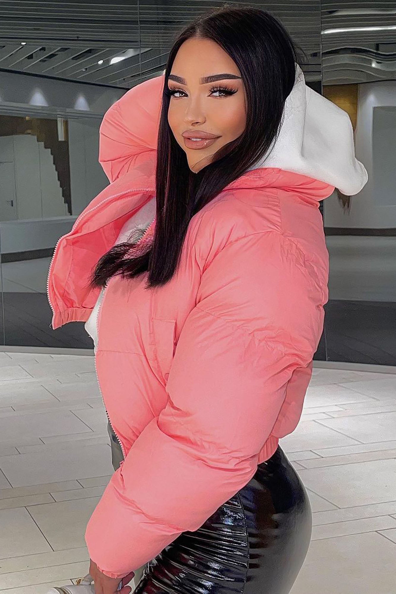 fashion nova pink puffer jacket