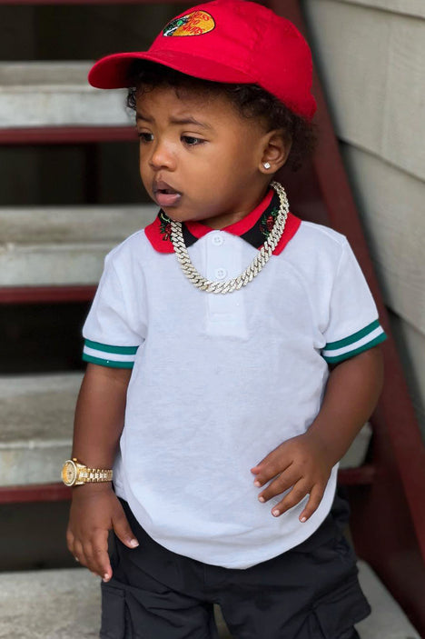 Mini Brandon Short Sleeve Polo Shirt White Fashion Nova Kids