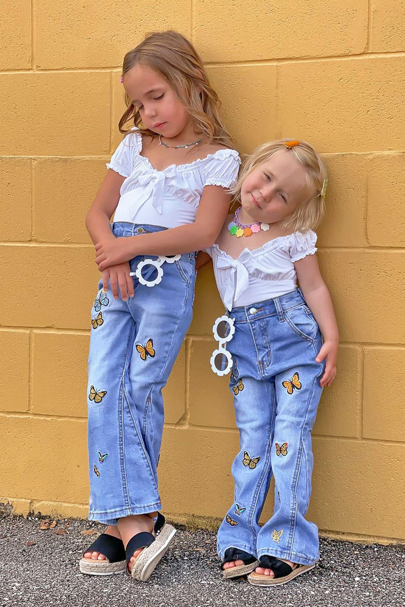 Mini Catching Butterflies Extreme Flare Jeans Light Blue Wash