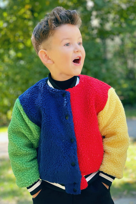 Multicolor best sale varsity jacket