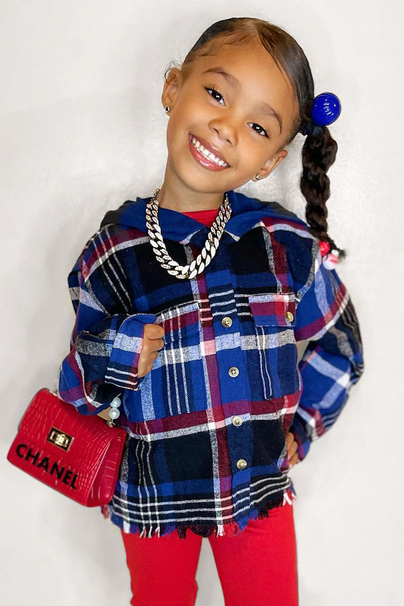 Mini Cool Breeze Hooded Flannel - Blue/combo | Fashion Nova, Kids Tops ...