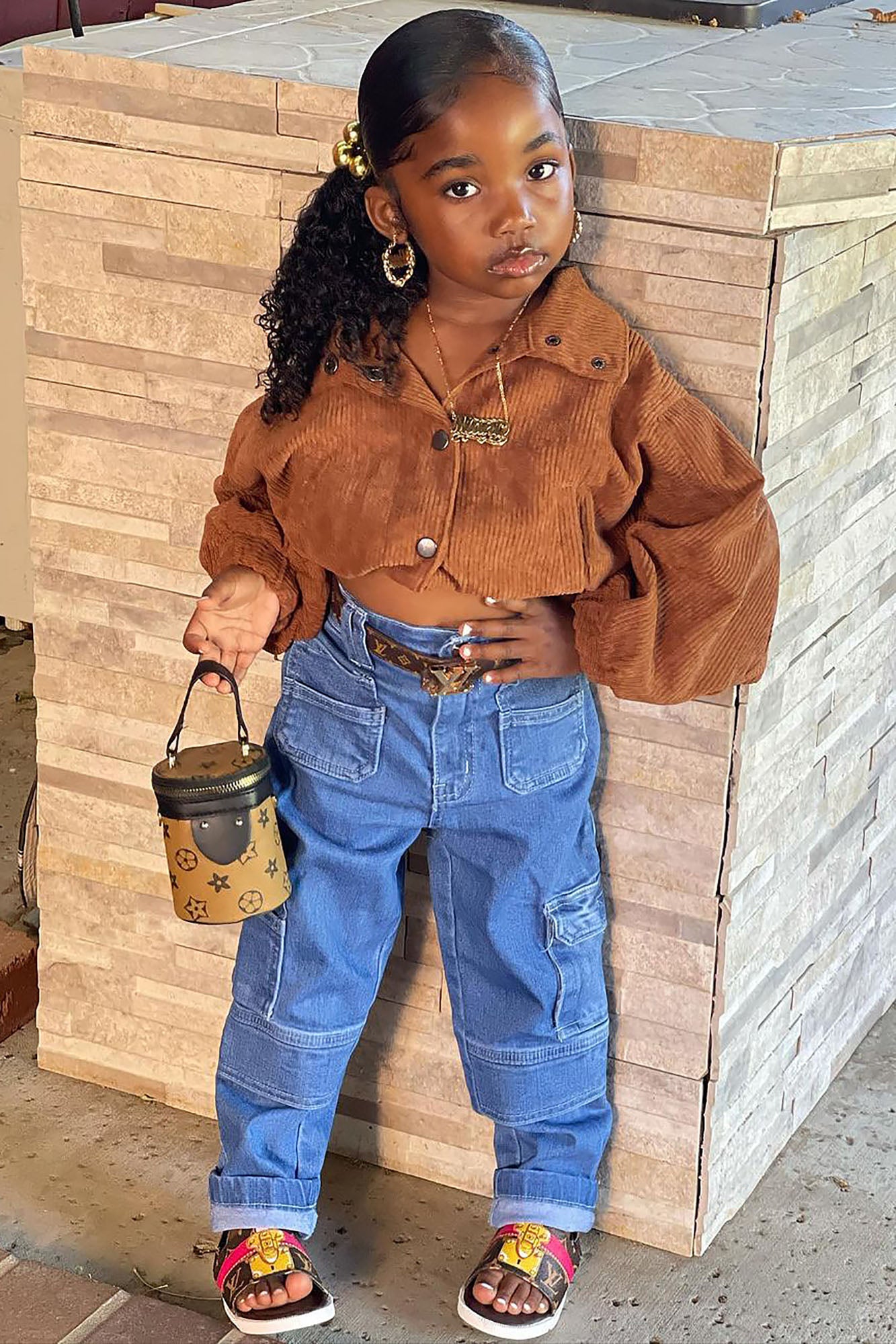 Mini Corduroy Oversized Jacket Cognac Fashion Nova Kids
