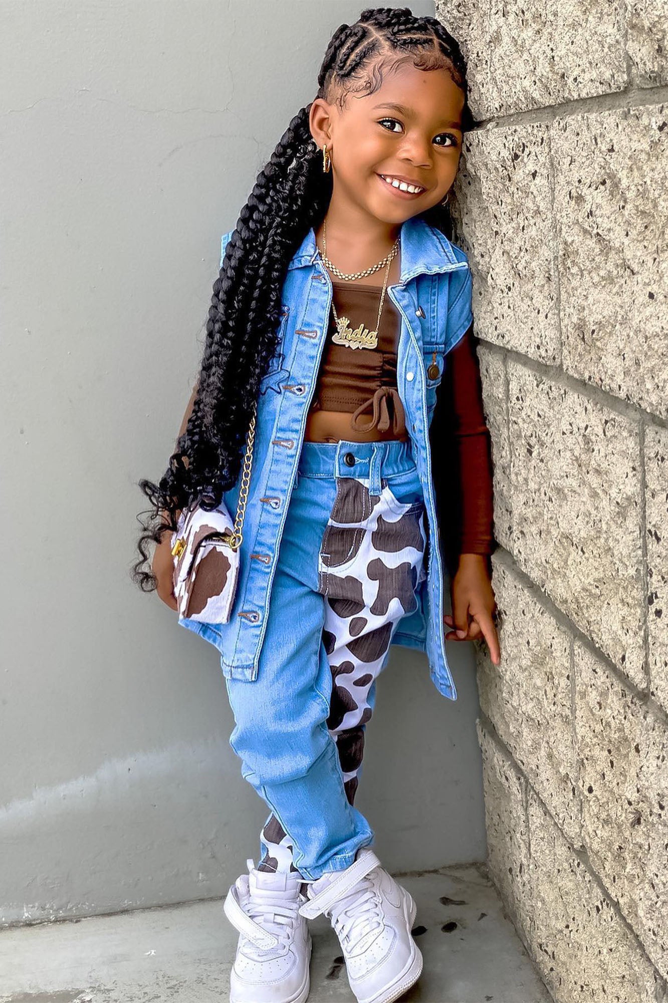Mini Got Moooves Non Stretch Jeans - Brown/combo | Fashion Nova