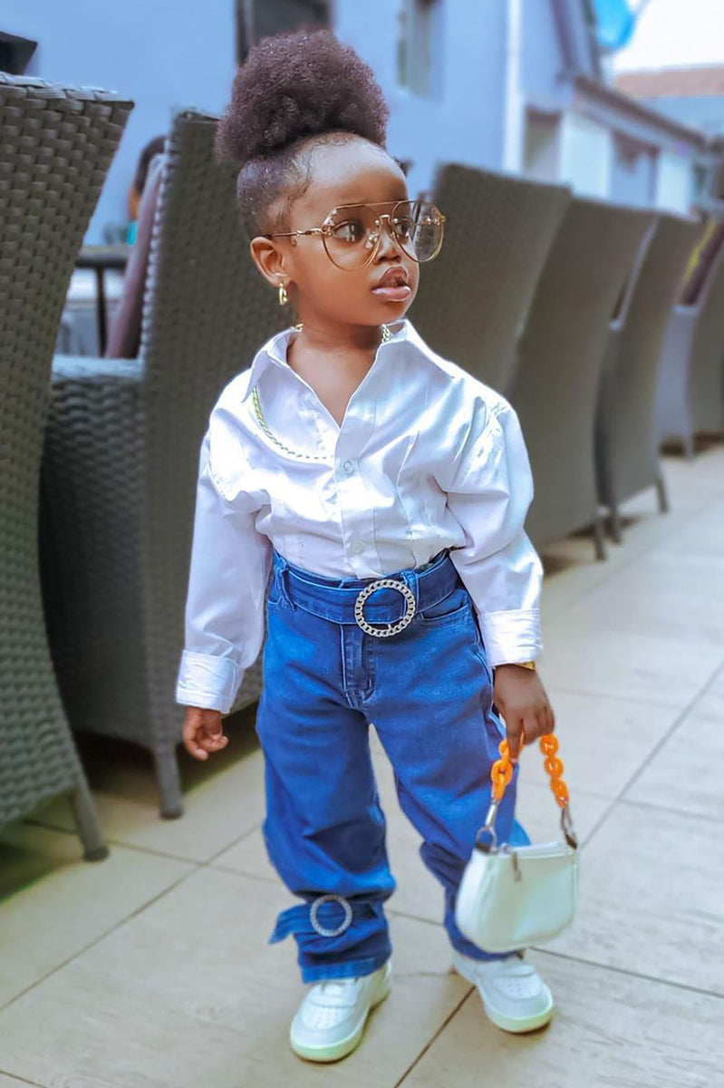 Mini It's A Look Balloon Mom Jeans Medium Blue Wash Fashion Nova, Kids Pants & Jeans