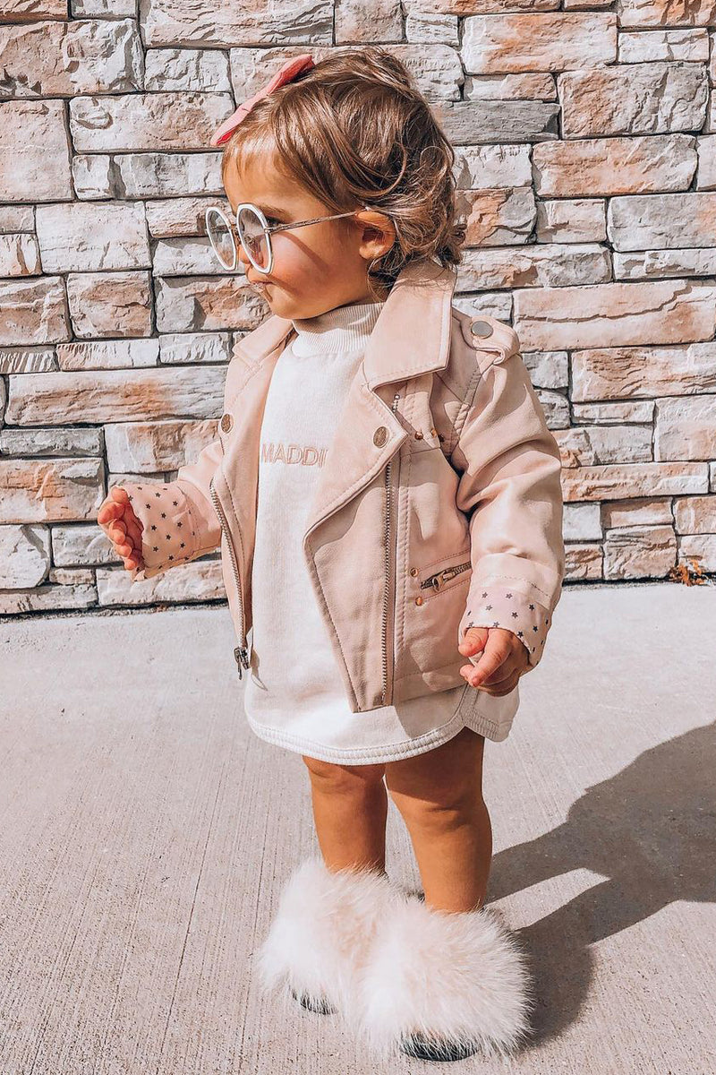 Mini Out Of Town Vegan Leather Moto Jacket Blush Fashion Nova, Kids