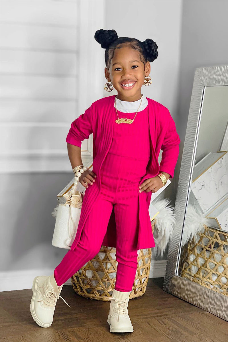 Mini Reyna Ribbed Jumpsuit Set - Fuchsia | Fashion Nova, Kids Sets ...