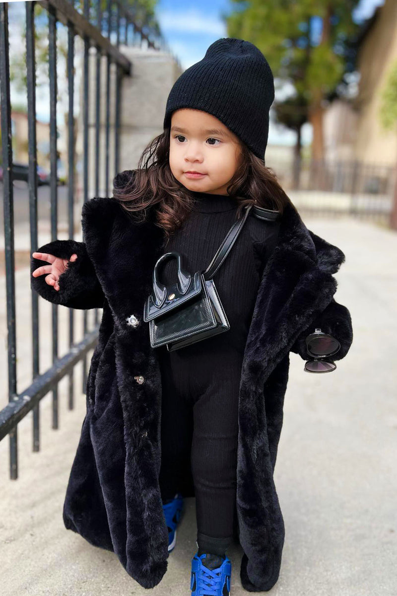 Mini She's Ready Faux Fur Coat - Black | Fashion Nova, Kids Jackets ...