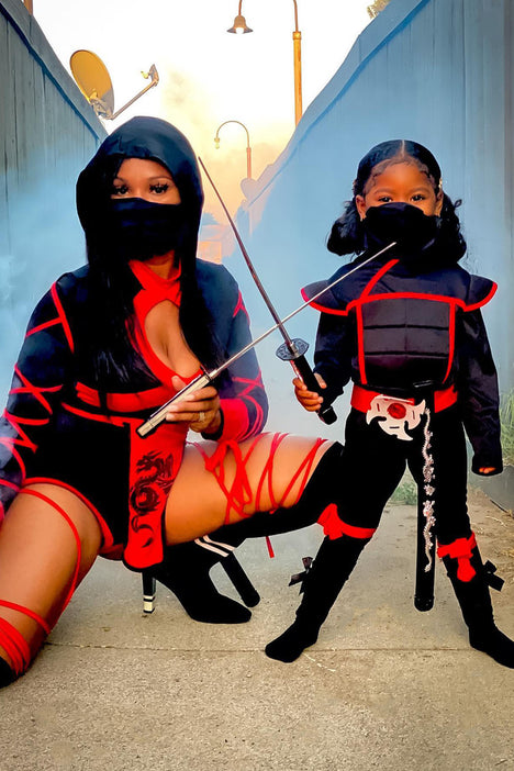 Sexy Stealth Ninja 5 Piece Costume - Black/Red