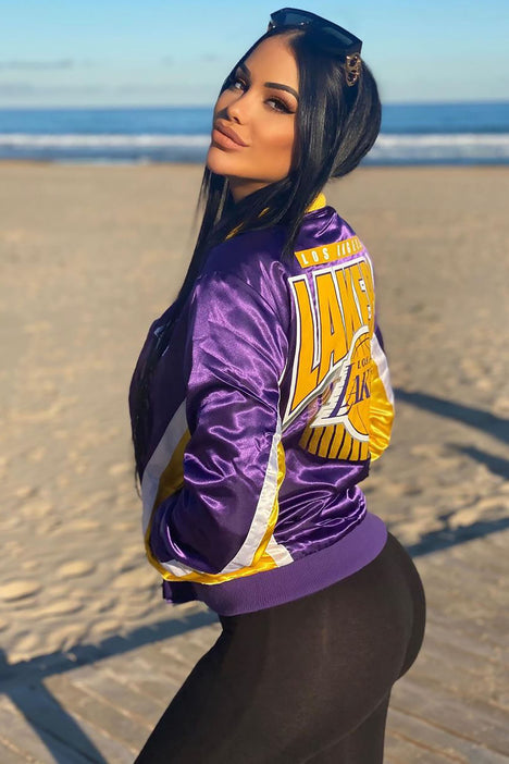 lakers bomber jacket purple