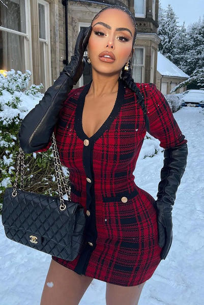 Power Hour Plaid Mini Dress - Red/Black | Fashion Nova, Dresses