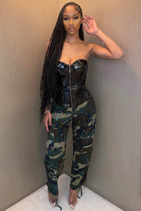 Power Patent Leather Corset Black Fashion Nova Shirts