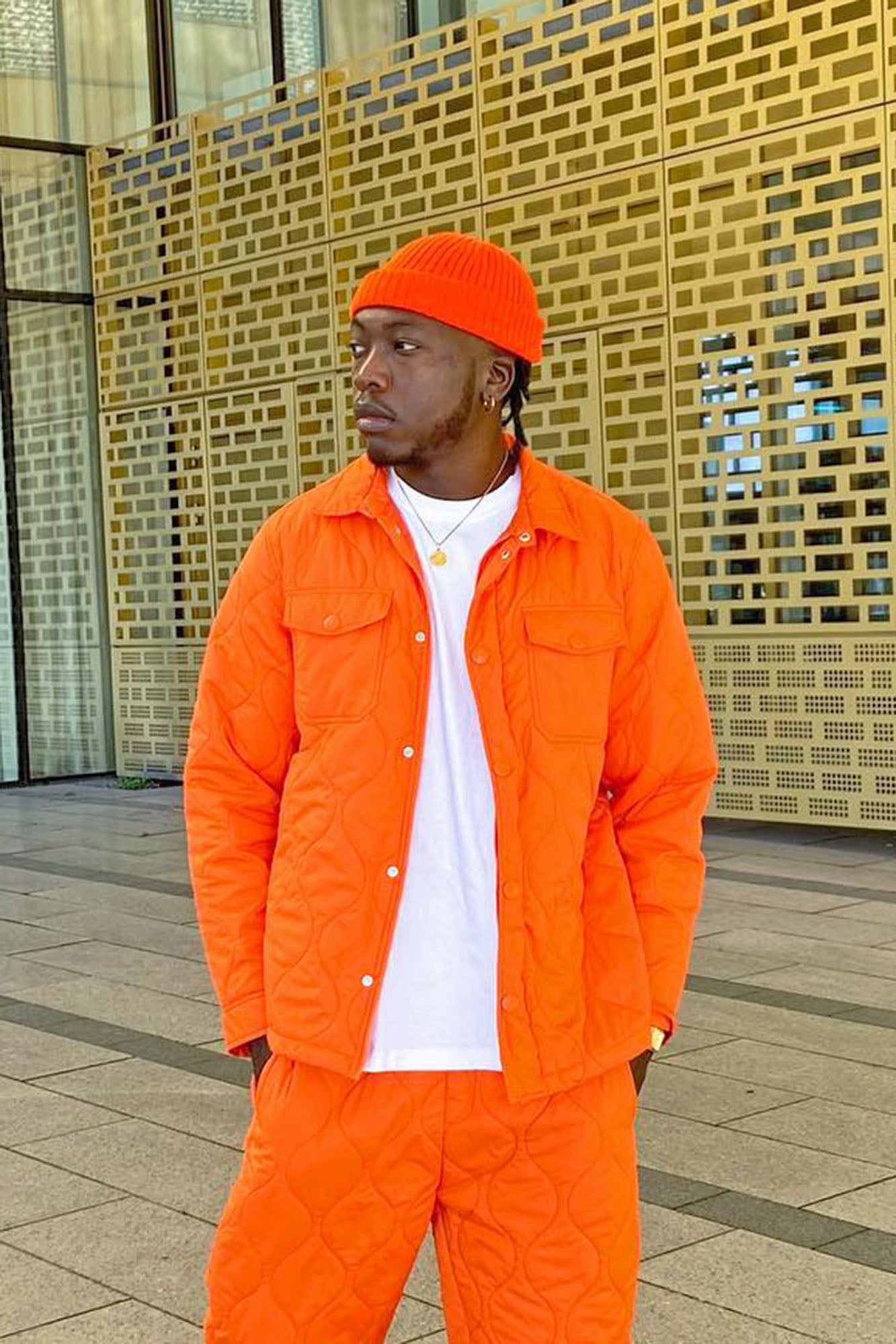 Quilted Worker Jacket Orange
