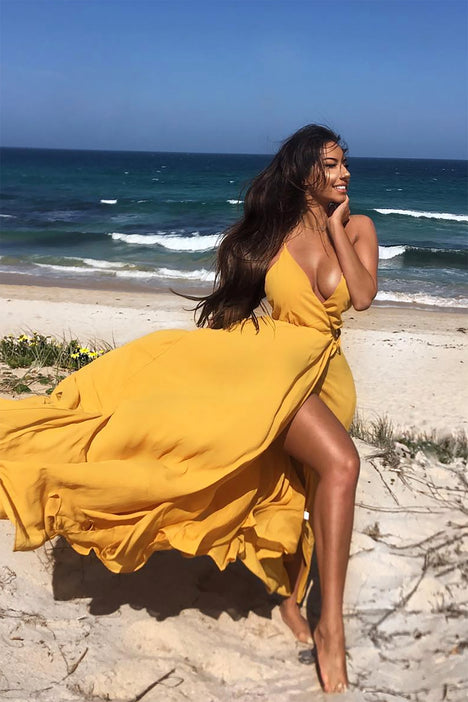 River Flow Maxi Dress Mustard Fashion Nova Dresses Fashion Nova
