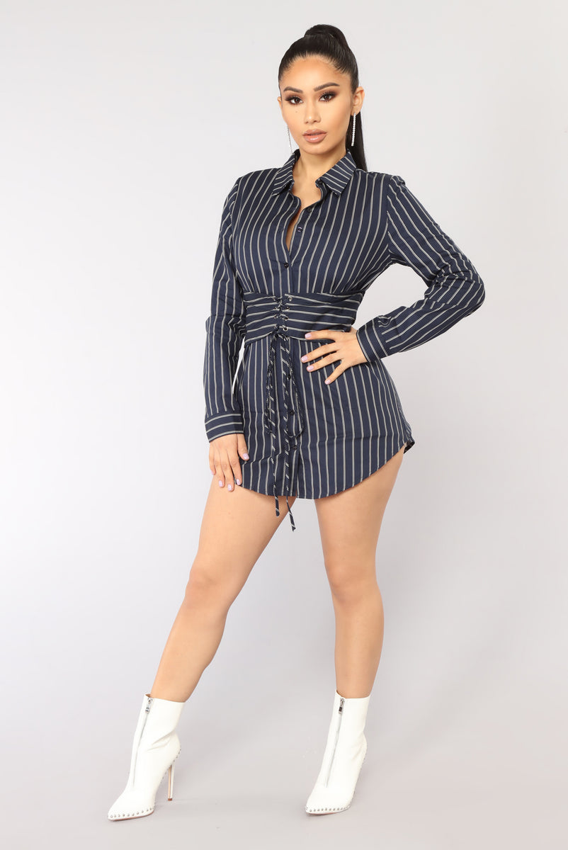 Well Suited Striped Shirt Dress - Navy | Fashion Nova, Dresses ...