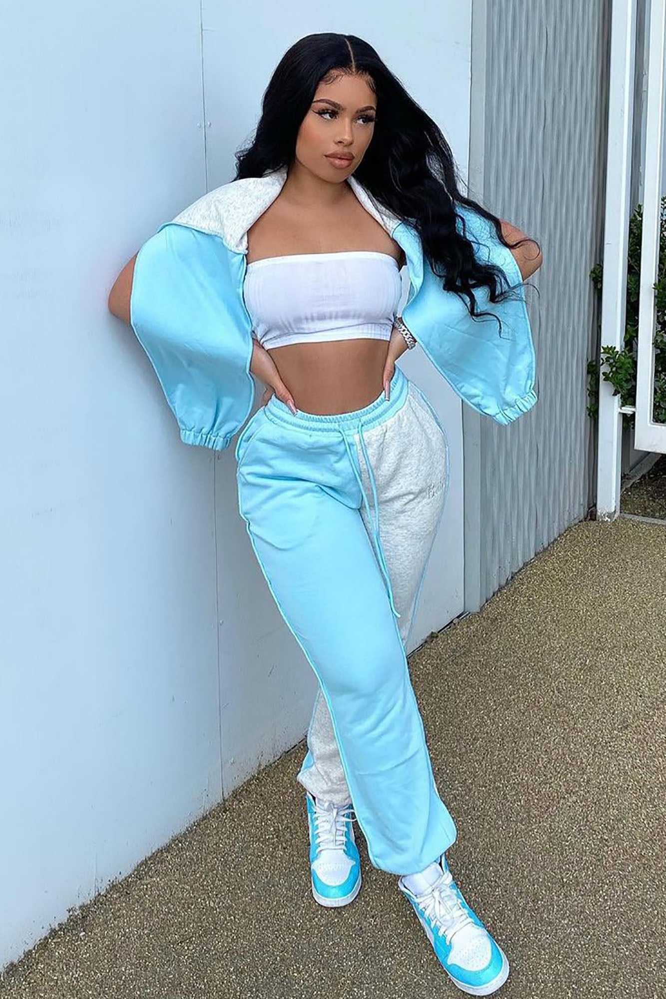 Color block jogger set sales