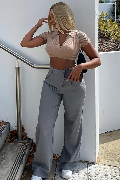 Shatter The Ceiling Wide Leg Trouser Pant Grey