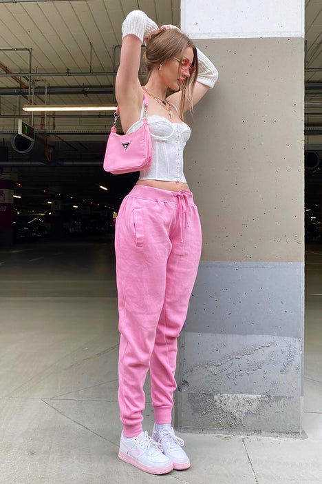 Stole Your Boyfriend's Oversized Jogger - Pink