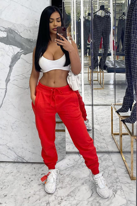 Stole Your Boyfriend's Oversized Jogger - Red, Fashion Nova, Pants