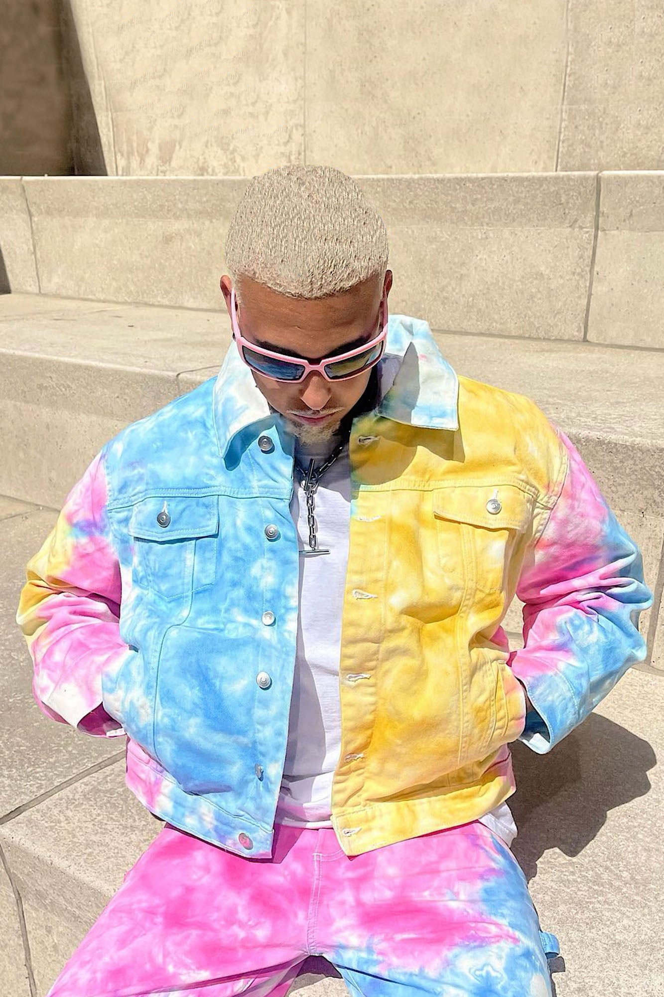 Tie dye hotsell blue jean jacket