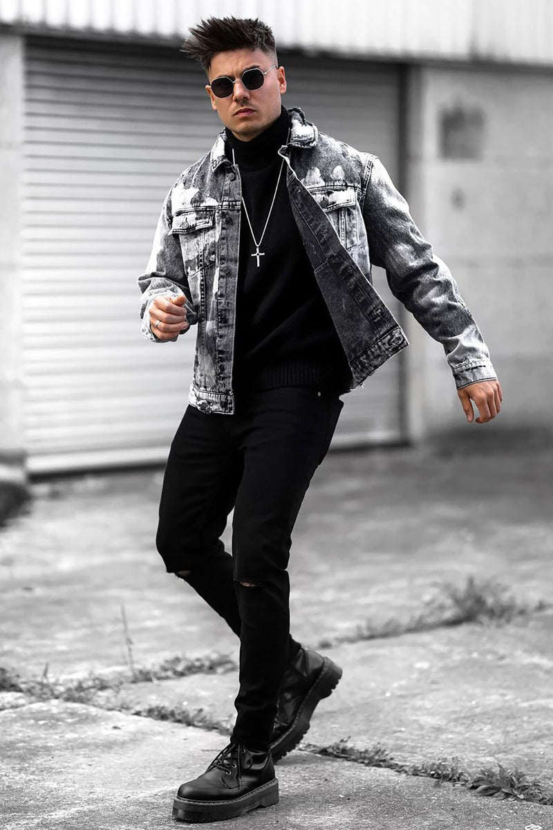 Travis Bleached Denim Jacket - Black | Fashion Nova, Mens Jackets ...