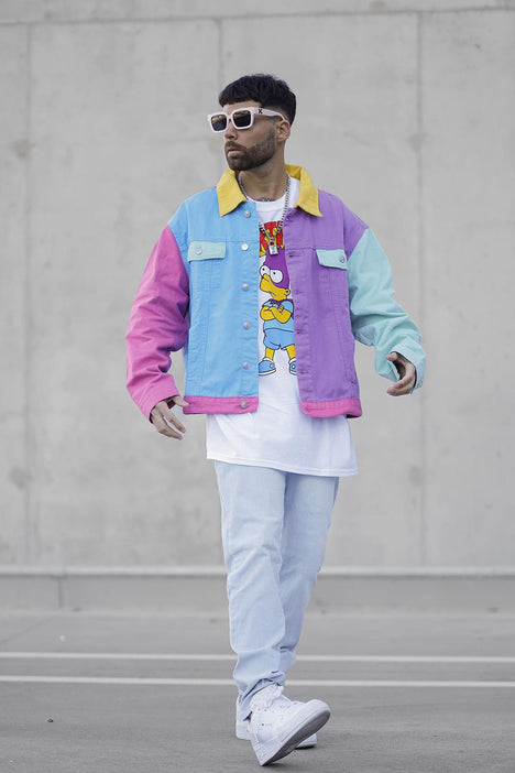 Asos design x glaad & denim jacket in new arrivals colourblock