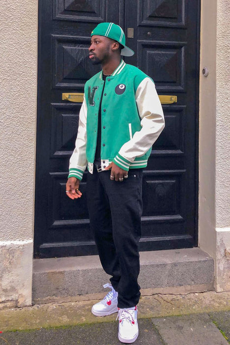 Worldwide Varsity Bomber Jacket - Green/combo, Fashion Nova, Mens Jackets