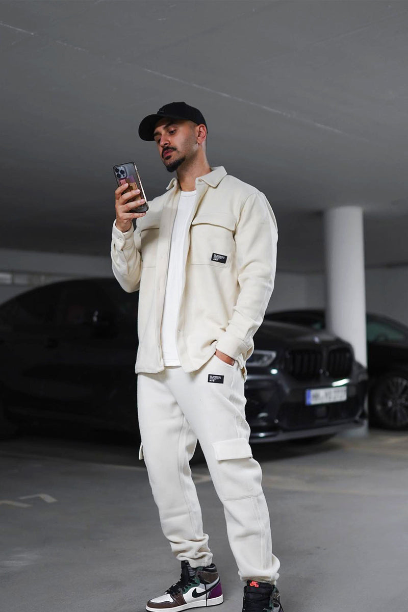 OFF-WHITE Oversize Fleece Shirt Jacket Cream White