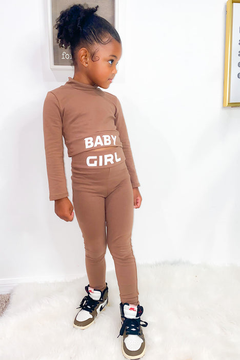 Mini One And Only Baby Girl Legging Set - Mocha, Fashion Nova, Kids Sets